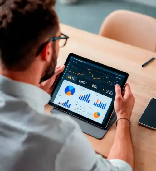 man-is-looking-tablet-that-has-graph-graph-it_23-2151929050
